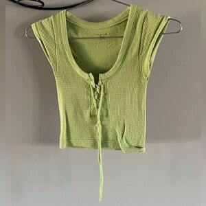 URBAN OUTFITTERS lime green cropped shirt